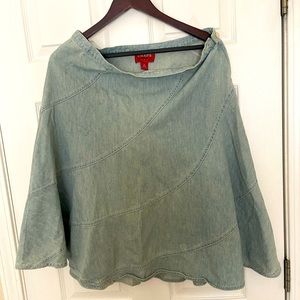 Jean flair over the knee skirt